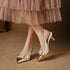 Two Tone Pointy Toe Sling kitten Heels